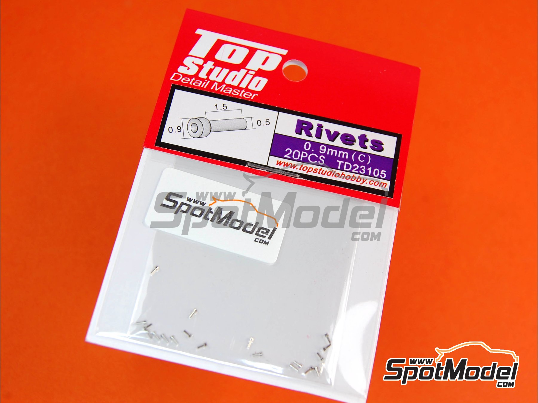 Top Studio TD23105 Rivets 0.9mm rivets 20 units (ref. TD23105